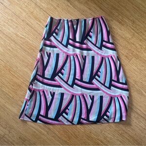 New York and Company blue pink abstract print midi skirt